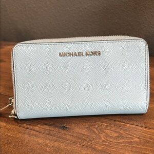 Michael Kors Sky Blue Zip Wallet